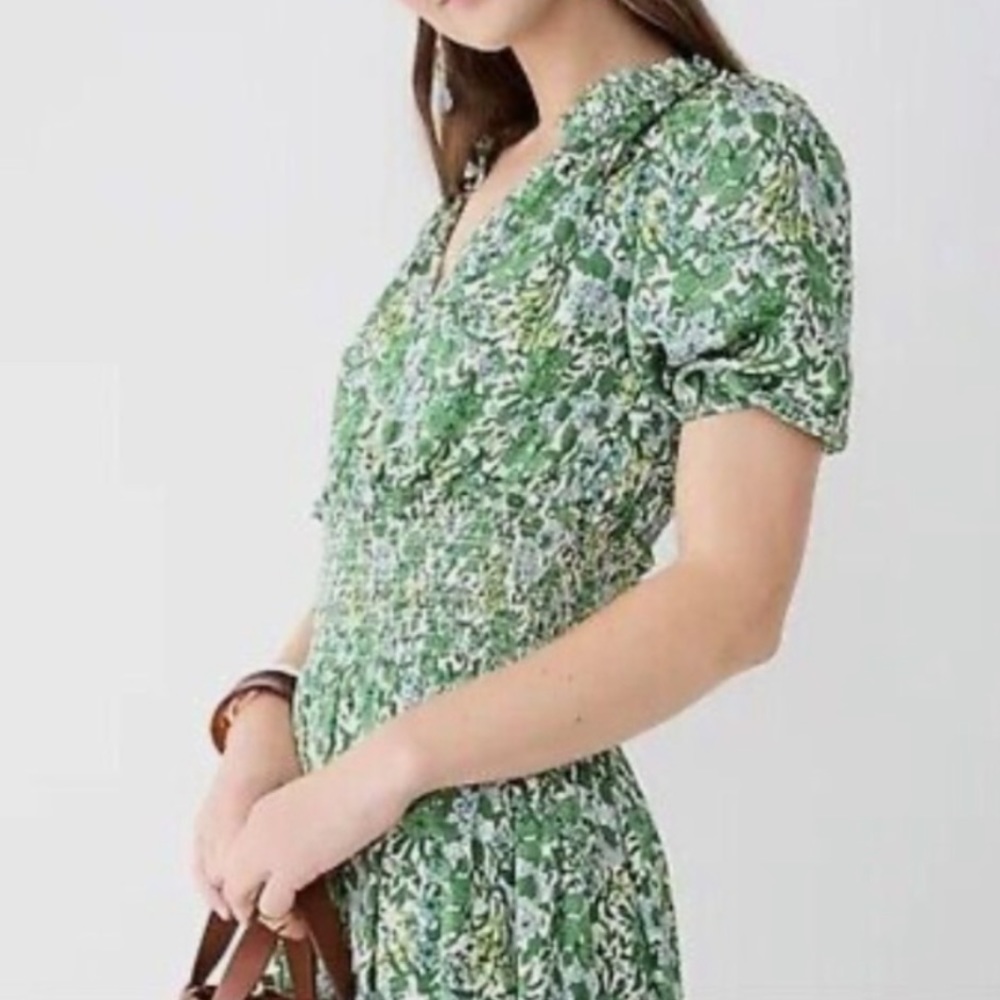 Green Floral J. Crew Dress - Picture 3 of 5